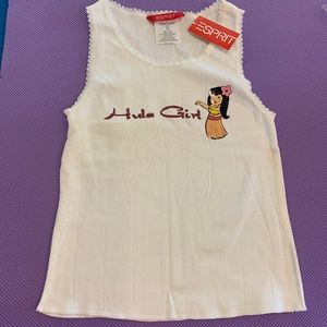 Vintage 90's Esprit Kids Tank Top Girls Size XL "Hula Girl" Age 7-16